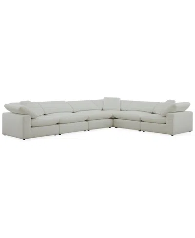 Macy's Furniture Fog 6-pc. Fabric L-sectional Sofa Set In White