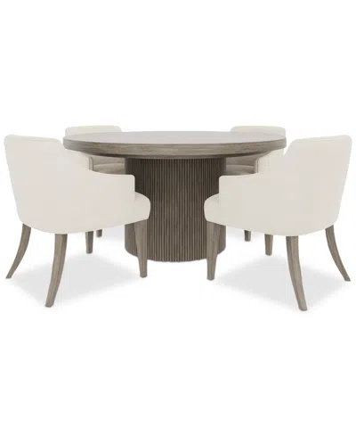 Macy's Furniture Frandlyn 5-pc. Dining Set (round Table + 4 Host Chairs) In White