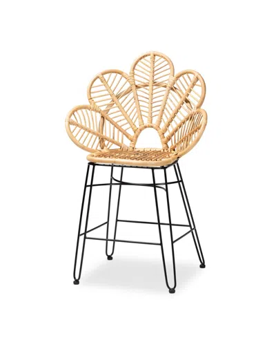 Macy's Furniture Garan 19.5" Rattan Bohemian Counter Stool In Brown