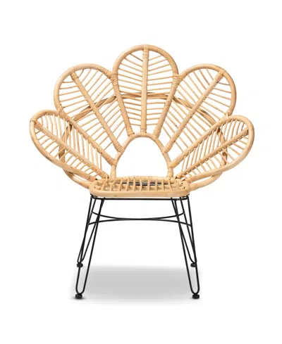 Macy's Furniture Garan 37.8" Rattan Bohemian Accent Chair In Brown