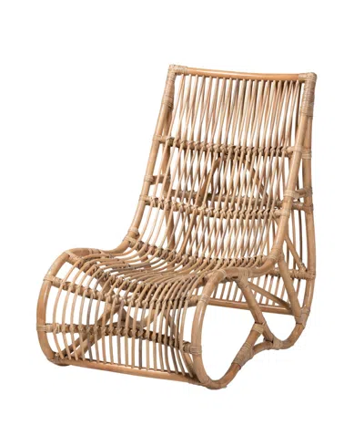 Macy's Furniture Genera 36" Rattan Bohemian Lounge Chair In Brown