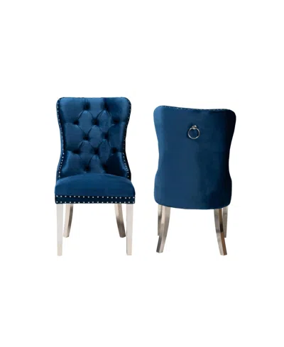 Macy's Furniture Honora 2-pc. Wood Contemporary Dining Chair Set In Blue