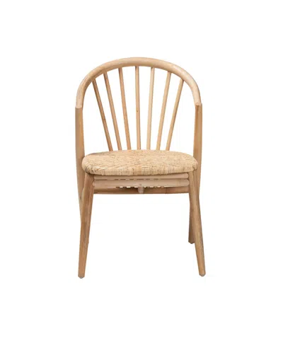 Macy's Furniture Kobe 21.3" Rattan Mid-century Dining Chair In Brown
