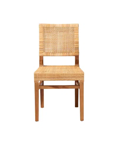 Macy's Furniture Lesia 22.4" Rattan Bohemian Dining Chair In Brown