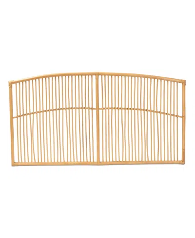 Macy's Furniture Malvina 2" Rattan Bohemian Queen Wall-mount Headboard In Brown