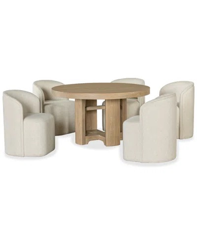 Macy's Furniture Marcel 6-pc. Dining Set (round Table & 5 Barrel Side Chairs) In Brown