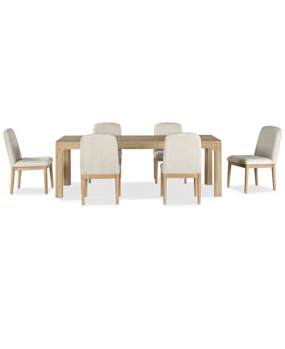 Macy's Furniture Marcel 7-pc. Wood Rectangular Table And Upholstered Side Chairs Dining Set In Brown