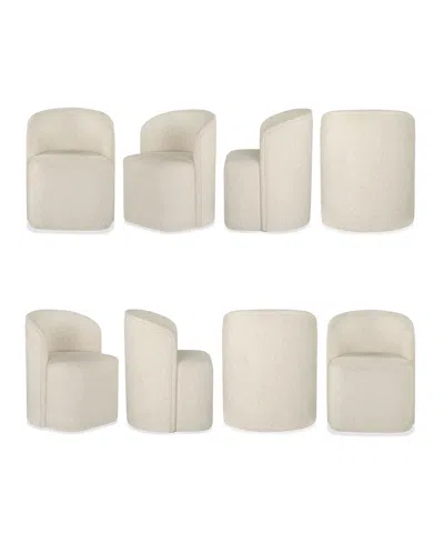 Macy's Furniture Marcel 8-pc. Upholstered Barrel Side Chairs In White