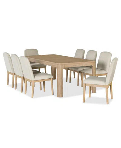 Macy's Furniture Marcel 9-pc. Wood Rectangular Table And Upholstered Side Chairs Dining Set In Brown