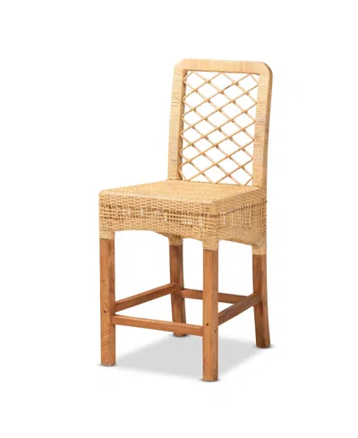 Macy's Furniture Moscow 20.5" Rattan Bohemian Counter Stool In Brown