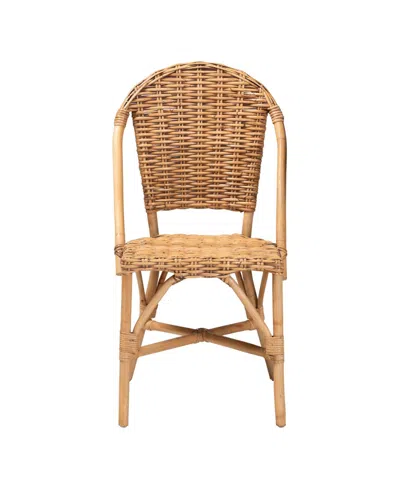 Macy's Furniture Neola 20.7" Rattan Bohemian Dining Chair In Brown
