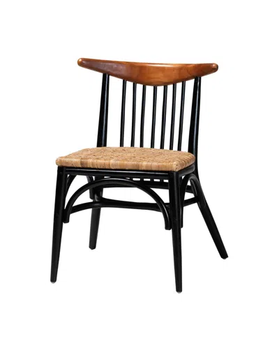 Macy's Furniture Parthenia 20.5" Rattan Mid-century Dining Chair In Brown