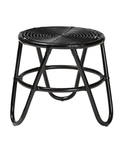 Macy's Furniture Pertessa 17.7" Rattan Bohemian End Table In Black