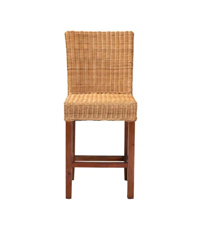 Macy's Furniture Racquel 19.25" Rattan Bohemian Counter Stool In Brown