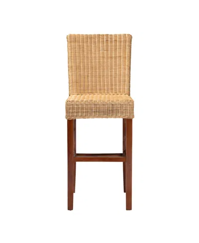 Macy's Furniture Racquel 20" Rattan Bohemian Bar Stool In Brown