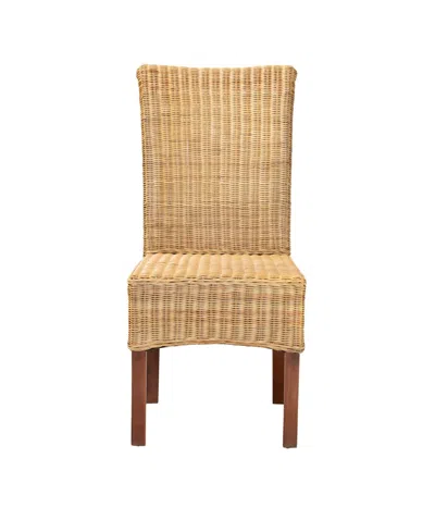 Macy's Furniture Shamara 21.25" Rattan Bohemian Dining Chair In Brown