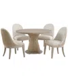 Macy's Furniture Sirena 5-pc. Set Round Dining Table And 4 Woven Side Chairs In Sand