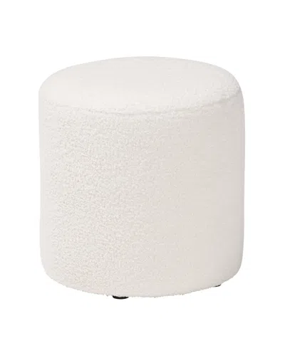 Macy's Furniture Tori 13.8" Wood Upholstered Ottoman In White