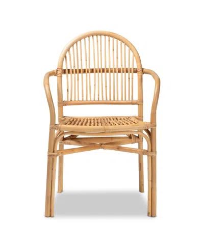 Macy's Furniture Tugera 22" Rattan Bohemian Dining Chair In Brown