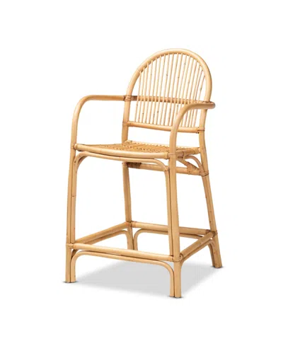 Macy's Furniture Tugera 22.5" Rattan Bohemian Counter Stool In Brown