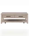Macy's Gabby 50" Wood Cocktail Table In Washed Oak