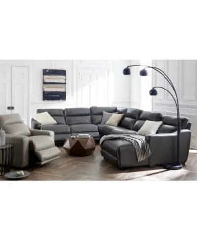 Macy's Gabrine Leather Sectional Collection In Black