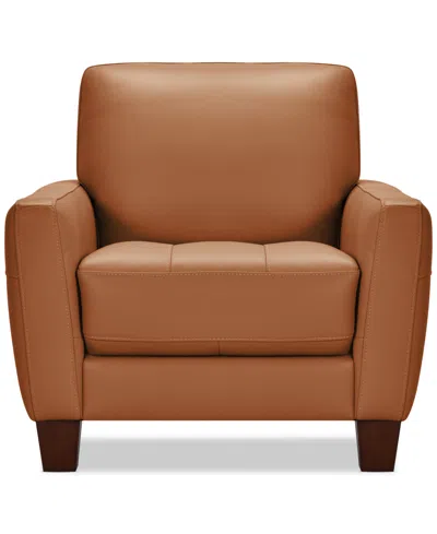 Macy's Galligher 36" Leather Chair, Created For  In Brown