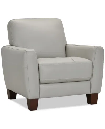 Macy's Galligher 36" Leather Chair, Created For  In Light Grey