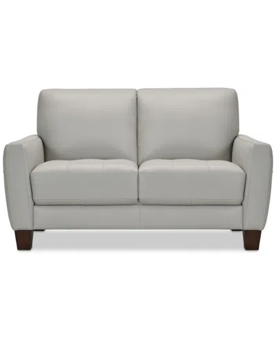 Macy's Galligher 59" Leather Loveseat, Created For  In Light Grey