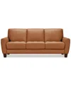Macy's Galligher 82" Leather Sofa, Created For  In Caramel