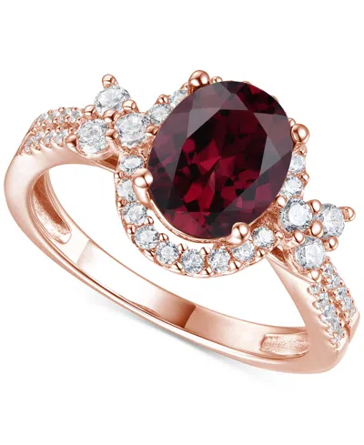 Macy's Garnet (1-1/10 Ct. T.w.) & Lab-grown White Sapphire (1/2 Ct. T.w.) Ring In 14k Rose Gold-plated Ster
