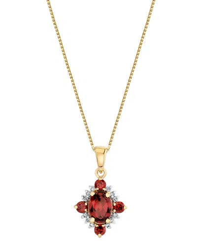 Macy's Garnet (1-11/40 Ct. T.w.) & Diamond (1/10 Ct. T.w.) Pendant Necklace In Sterling Silver In Gold