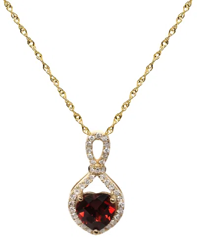Macy's Garnet (1-1/2 Ct. T.w.) & Diamond (1/5 Ct. T.w.) Pendant Necklace In 14k Yellow Gold In Multi