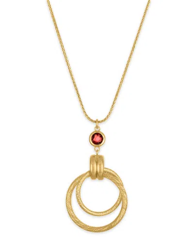 Macy's Garnet (1-1/5 Ct. T.w.) Diamond Cut Interlock Circle Necklace In 14k Gold Over Sterling Silver (also