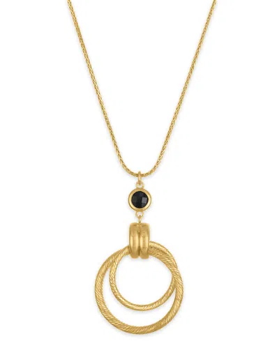Macy's Garnet (1-1/5 Ct. T.w.) Diamond Cut Interlock Circle Necklace In 14k Gold Over Sterling Silver (also