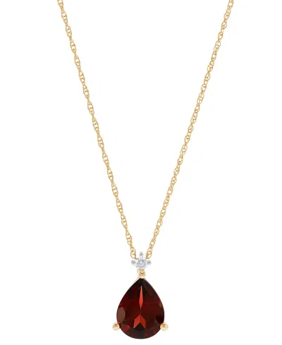 Macy's Garnet (1-3/4 Ct. T.w.) & Diamond Accent 18" Pendant Necklace In 14k Gold