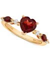 Macy's Garnet (1-7/8 Ct. T.w.) & Diamond (1/10 Ct. Tw.) Heart Ring In 14k Gold In Garnet