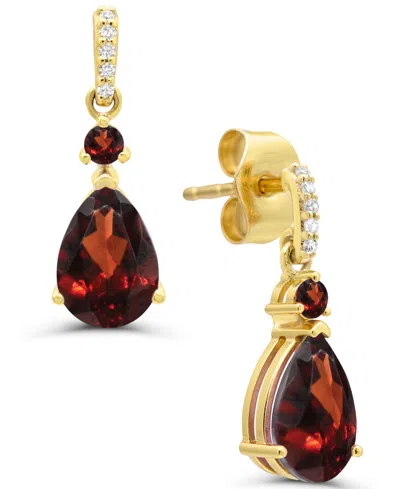Macy's Garnet (1-1/2 Ct. T.w.) Pear Drop Diamond Accent Earrings In 14k Gold-plated Sterling Silver
