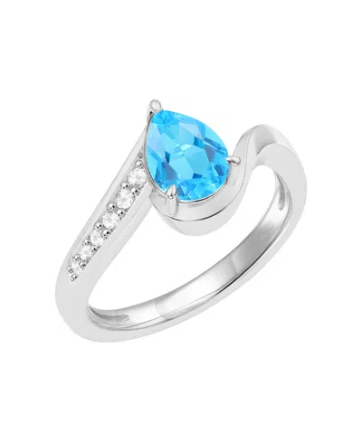 Macy's Garnet (1-1/5 Ct. T.w.) & Diamond (1/10 Ct. T.w.) Ring In 14k Yellow Gold In Blue Topaz