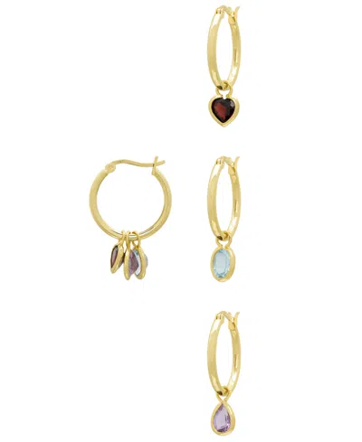 Macy's Garnet (1.9 Ct. T.w.), Amethyst (1.3 Ct. T.w.) And Blue Topaz (2.2 Ct. T.w.) Interchangeable Charms In Gold