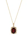 Macy's Garnet (2-1/4 Ct. T.w.) & Diamond (1/10 Ct. T.w.) Halo 18" Pendant Necklace In 14k Gold In Garnet