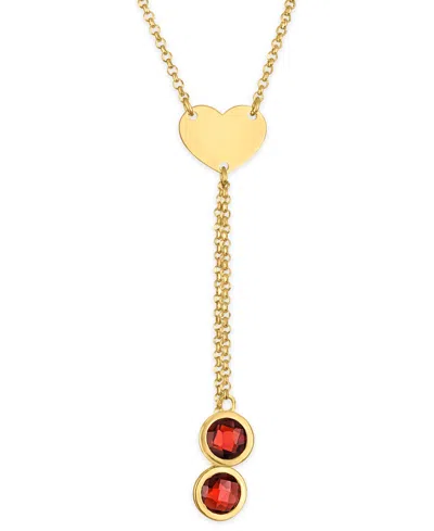 Macy's Garnet (2-3/8 Ct. T.w.) Polished Heart Lariat Necklace In 14k Gold Over Sterling Silver (also Availa