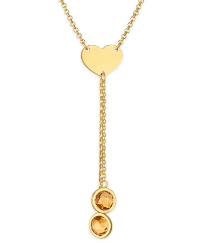Macy's Garnet (2-3/8 Ct. T.w.) Polished Heart Lariat Necklace In 14k Gold Over Sterling Silver (also Availa