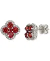 Macy's Garnet (3-1/4 Ct. T.w.) & White Topaz (1/3 Ct. T.w.) Stud Earrings In Sterling Silver In Metallic