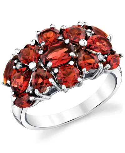 Macy's Garnet (3-17/40 Ct. T.w.) & Diamond Accent Ring In Sterling Silver In Red