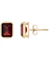 Macy's Garnet (3-5/8 Ct. T.w.) Stud Earrings In 14k Yellow Gold In Gold