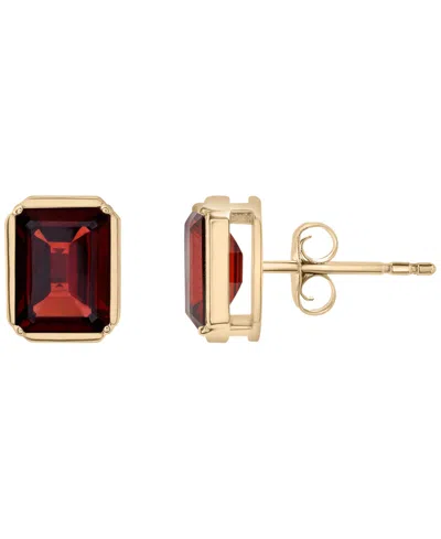 Macy's Garnet (3-5/8 Ct. T.w.) Stud Earrings In 14k Yellow Gold