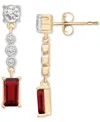 Macy's Garnet (3/4 Ct. T.w.) & Lab-grown White Sapphire (1-1/20 Ct. Tw.) Drop Earrings In 14k Gold-plated S In Garnet