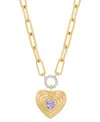 Macy's Garnet (3/8 Ct. T.w.) & White Topaz (1/10 Ct. T.w.) Heart & Circle Paperclip Link 18" Pendant Neckla In Amethyst