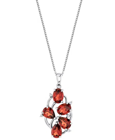 Macy's Garnet (4-2/5 Ct. T.w.) & Diamond Accent Pendant Necklace In Sterling Silver In Metallic